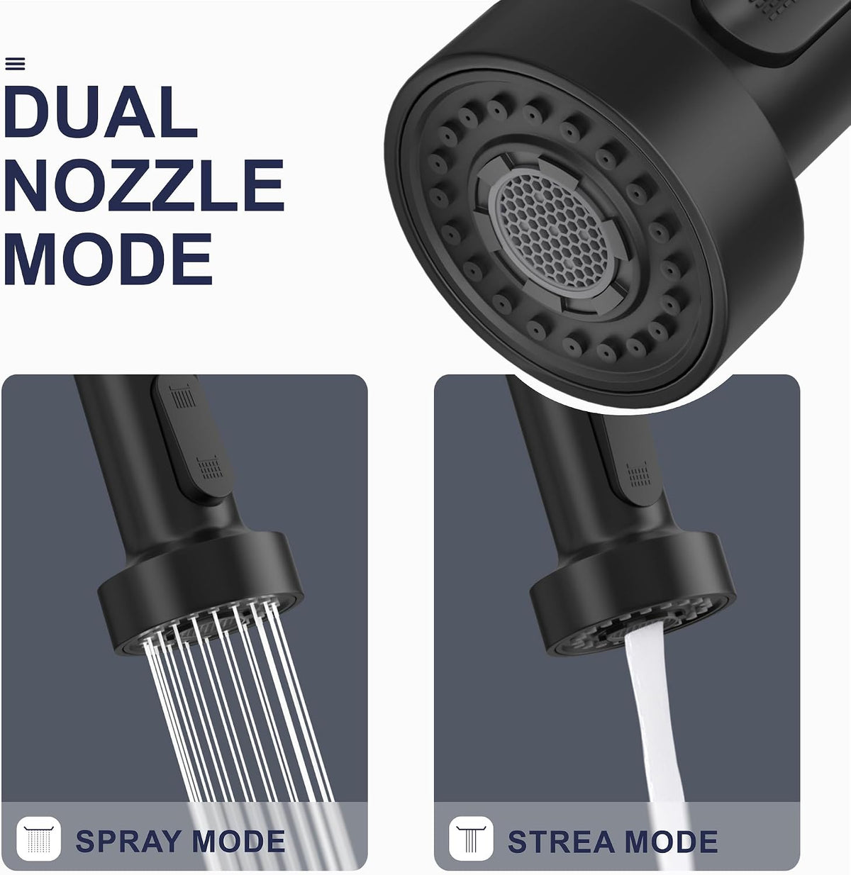 Black Kitchen Faucet with Pull-Down Spray, Single-Handle Stainless Steel