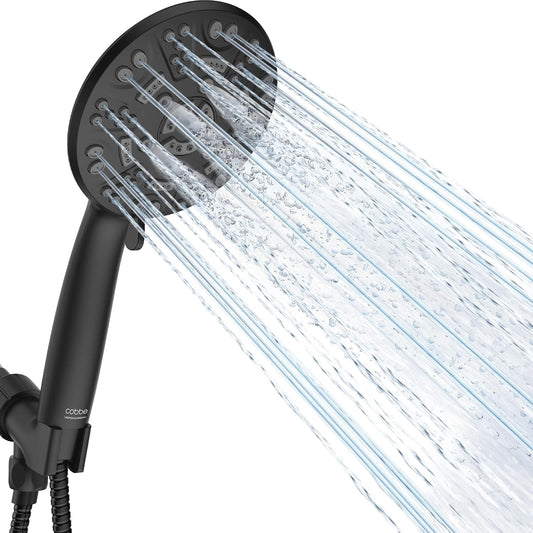 Cobbe 8-Setting Handheld Shower Head, Water-Saving Design, Matte Black