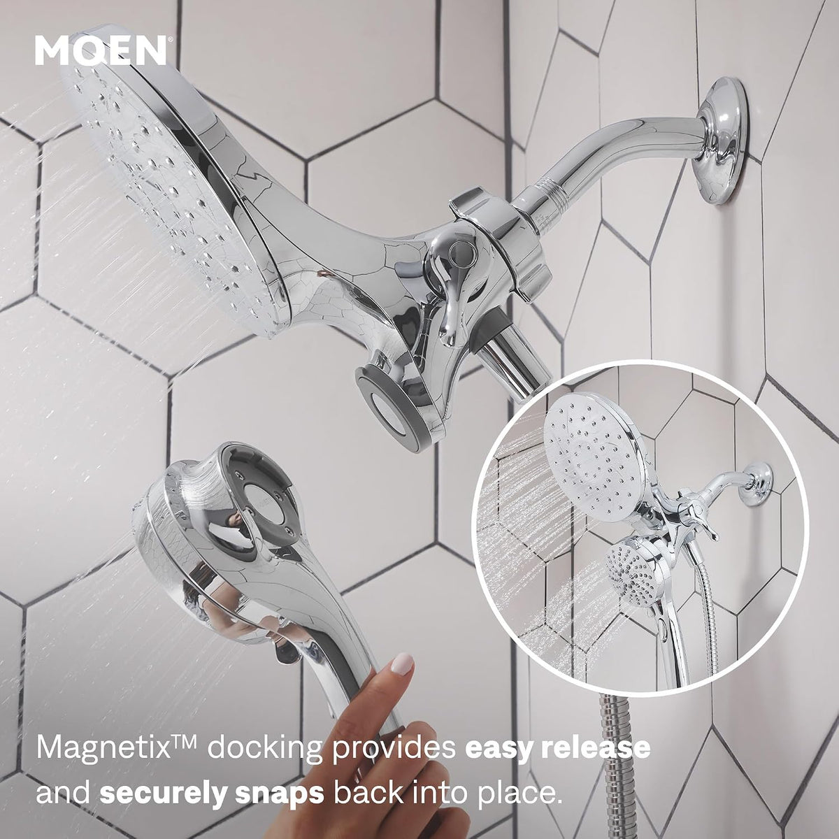 Moen 26009 Engage Magnetix Chrome 2-in-1 Rain Shower Head & Handshower