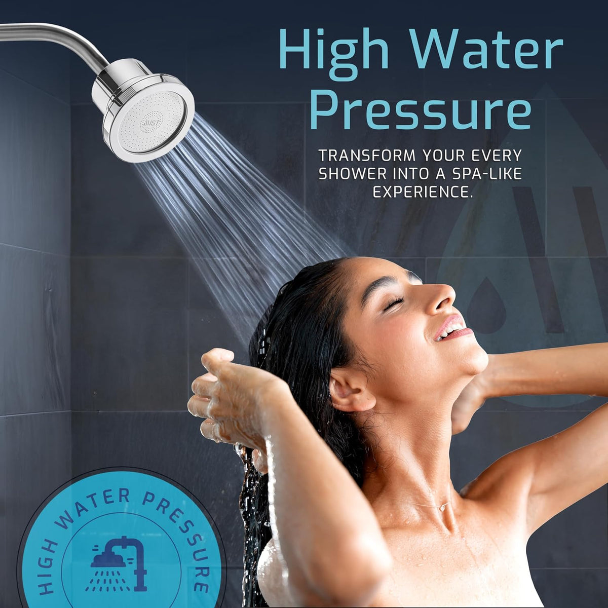 Mist Shower Filter Head for Hard Water Improves Skin, Hair, and Nails - Large, High Output Filtered Shower Head with Filter Softens Water and Removes Chlorine and Heavy Metals, Chrome
