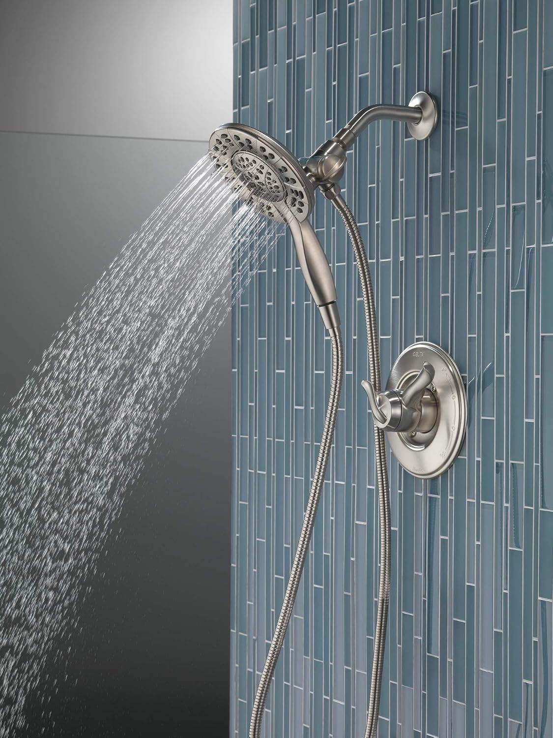 Delta 4-Setting In2ition 2-in-1 Dual Shower Head with HandHeld Spray, Brushed Nickel Detachable Shower Head with Hose, Showerhead, 1.75 GPM Flow Rate, Stainless 58499-SS