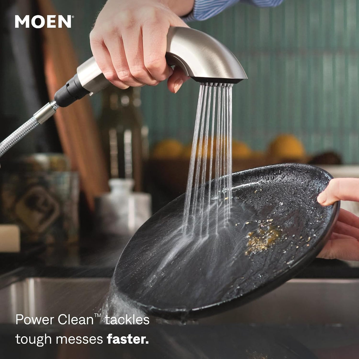Moen Renzo Spot Resist Stainless One-Handle Pullout Kitchen or Laundry Faucet Featuring Power Clean, CA87316SRS