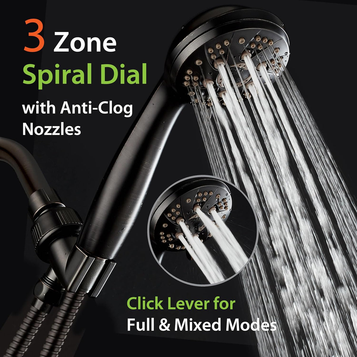 AquaDance High Pressure Luxury 6-mode Spiral Ergonomic Handheld Shower Head