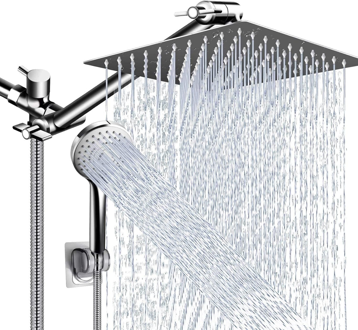 Shower Head Combo,10" High Pressure with 11" Extension Arm 5 Spray Handheld