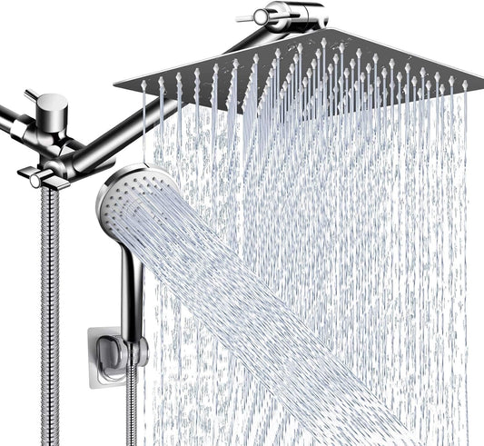 Shower Head Combo,10" High Pressure with 11" Extension Arm 5 Spray Handheld