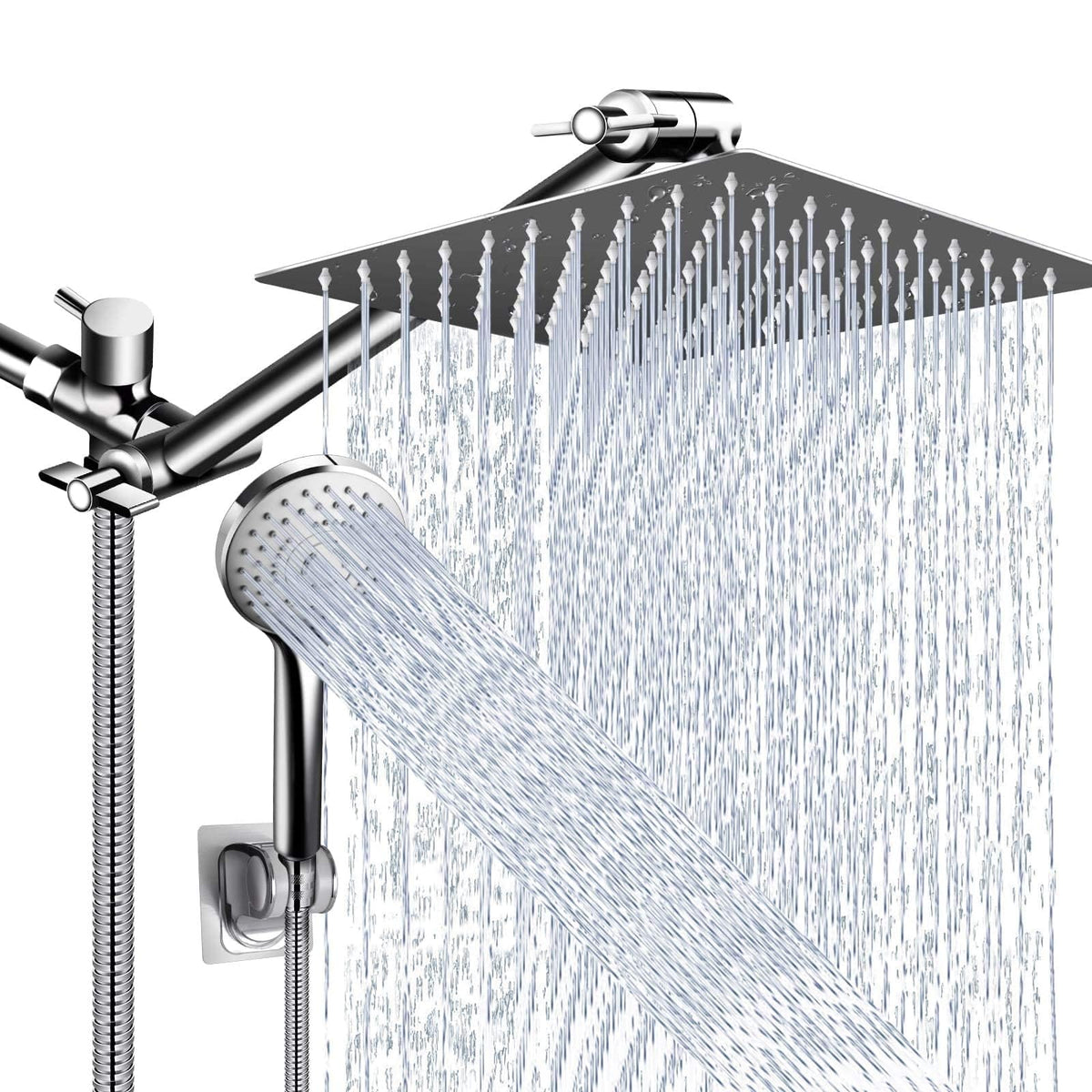 Shower Head Combo,10" High Pressure with 11" Extension Arm 5 Spray Handheld