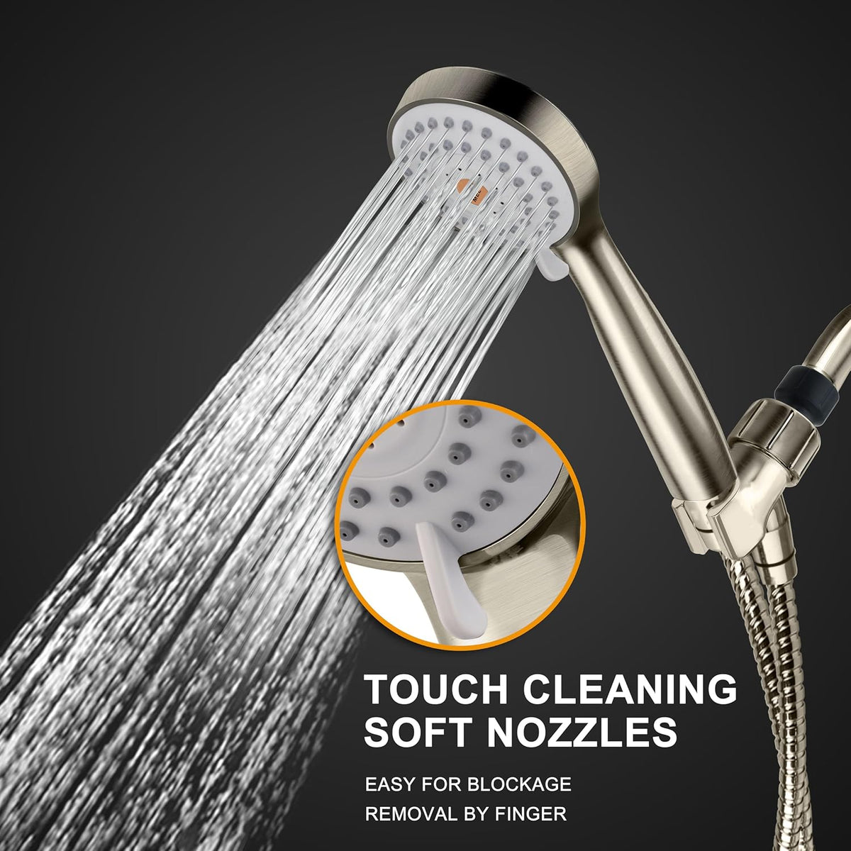 YOO.MEE High Pressure Handheld Shower Head, Power Boost Resists Low Flow