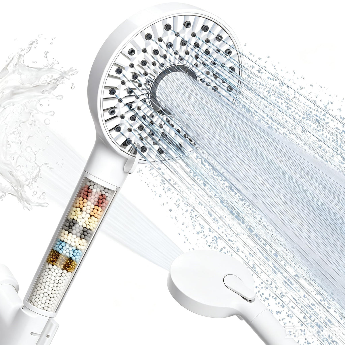Magichome Filtered Shower Head with Handheld, 10-Mode Adjustable Detachable Chrome Showerhead w/Stainless Hose, Water Softener Filter Beads for Hard Water - Remove Chlorine, Reduce Dry Itchy Skin