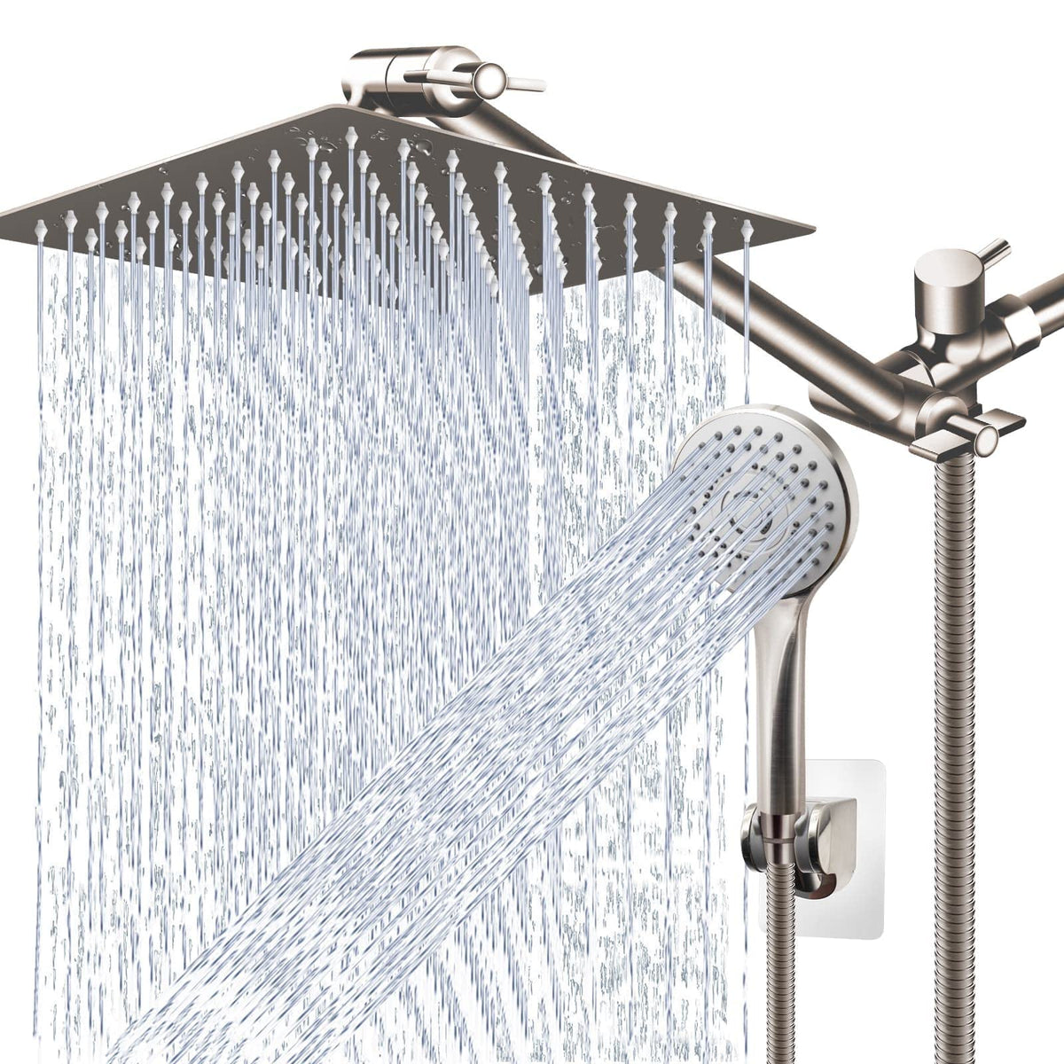 Shower Head Combo,10" High Pressure with 11" Extension Arm 5 Spray Handheld