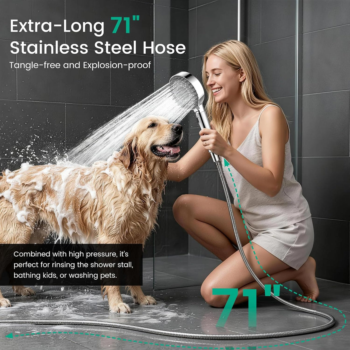Shower Head with Handhled High Pressure Hand held Showerhead with 6 Modes