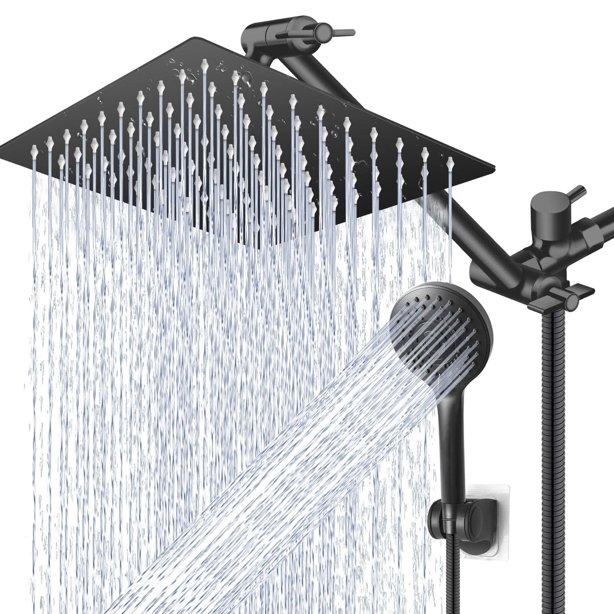 Shower Head Combo,10" High Pressure with 11" Extension Arm 5 Spray Handheld