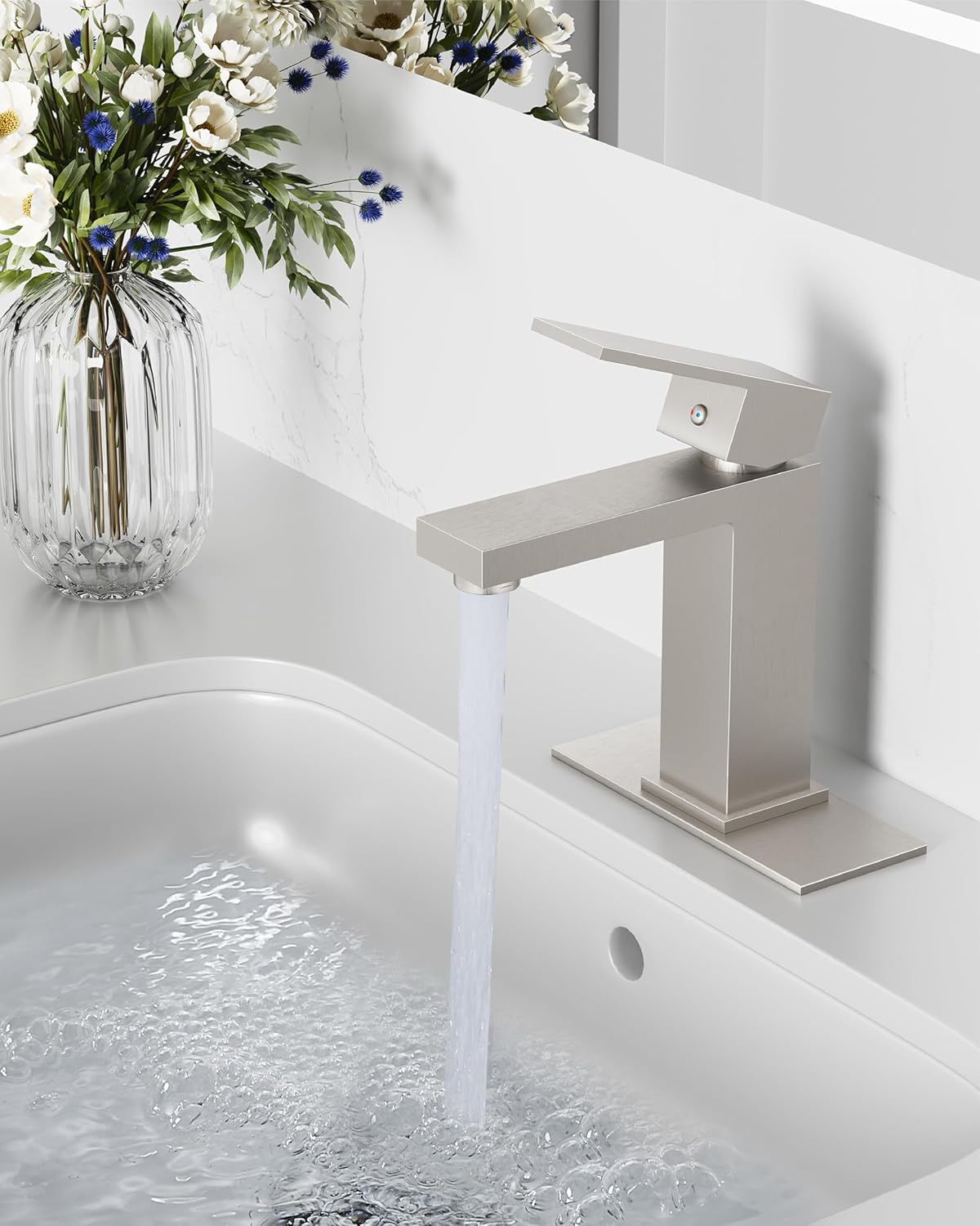 Midanya Bathroom Faucets 1 Hole Single Handle,Brushed Nickel