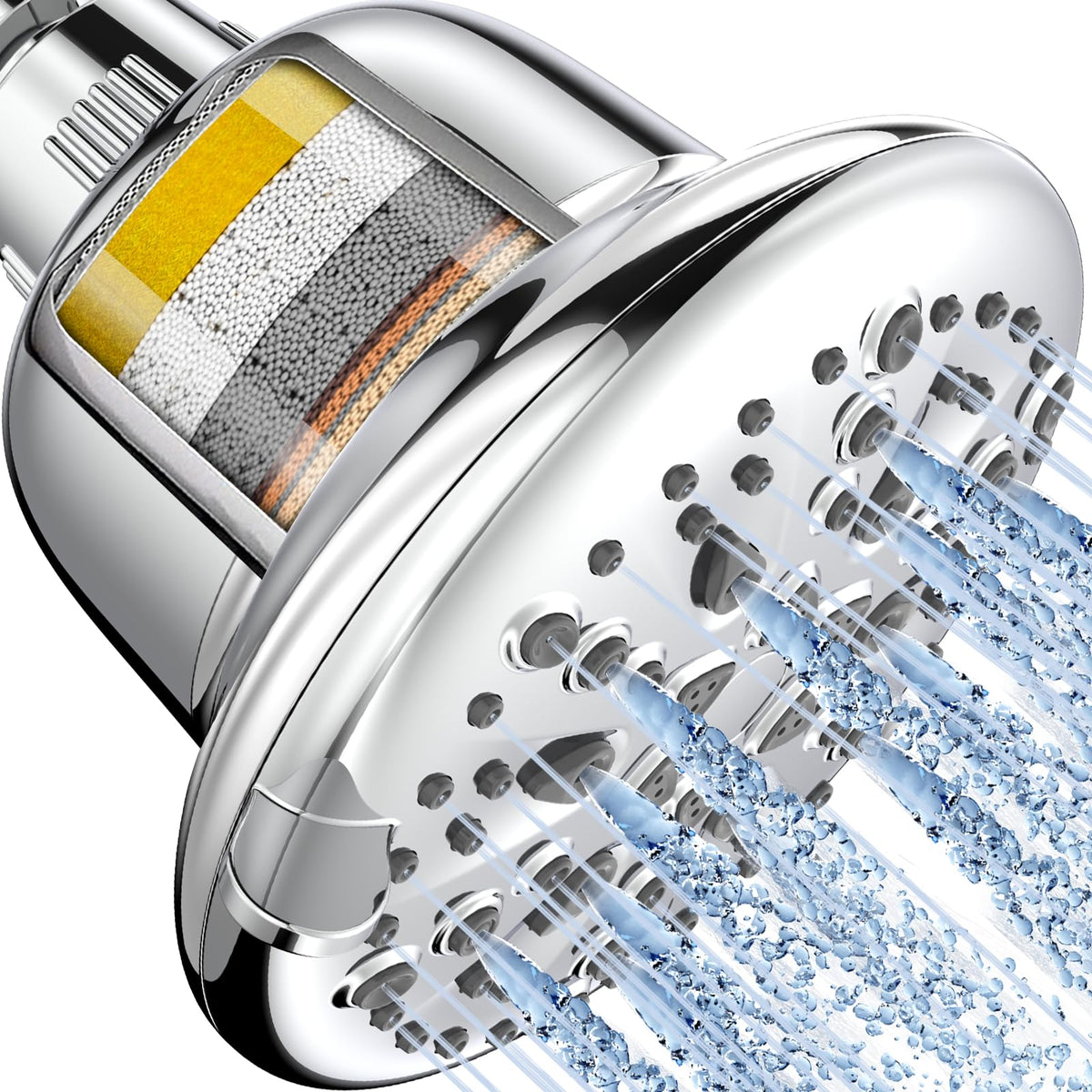 Cobbe Filtered Shower Head, 7 Modes High Pressure Shower Heads Chrome