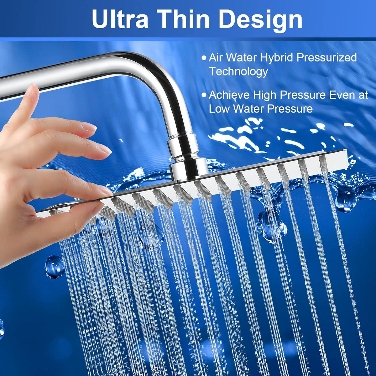 10 Inch Rain Shower Head Square High Pressure Ceiling or Wall Mount