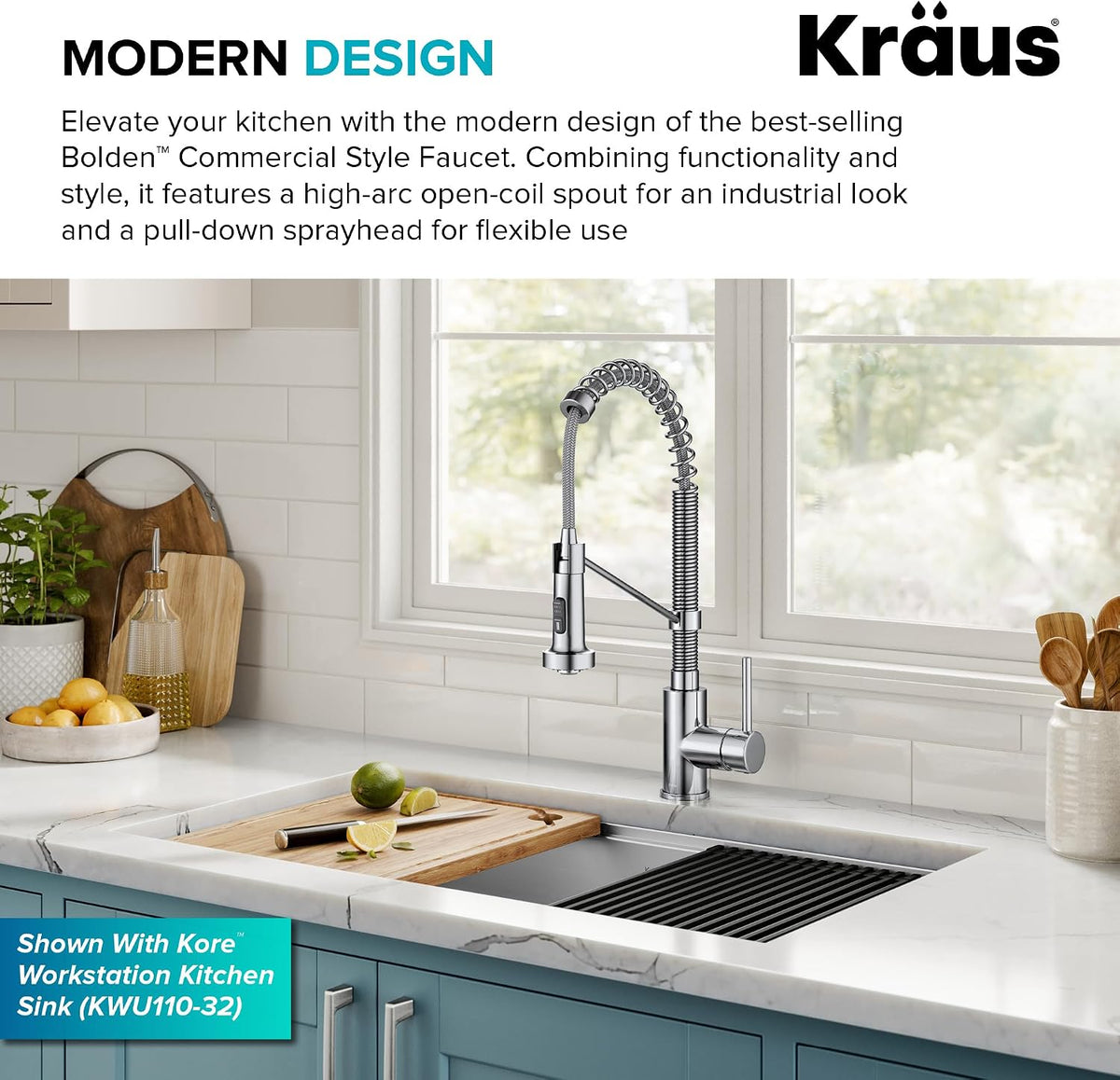 KRAUS Chrome 18.75 in Commercial Pull Down Kitchen Faucet KPF-1610CH