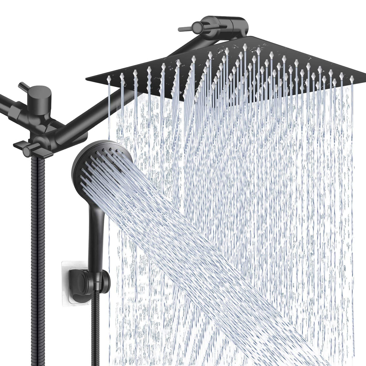 Shower Head Combo,10" High Pressure with 11" Extension Arm 5 Spray Handheld