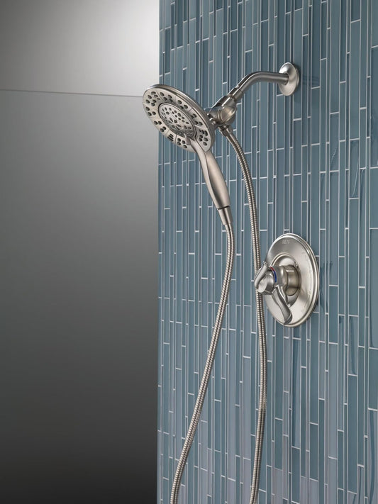 Delta 4-Setting In2ition 2-in-1 Dual Shower Head with HandHeld Spray, Brushed Nickel Detachable Shower Head with Hose, Showerhead, 1.75 GPM Flow Rate, Stainless 58499-SS