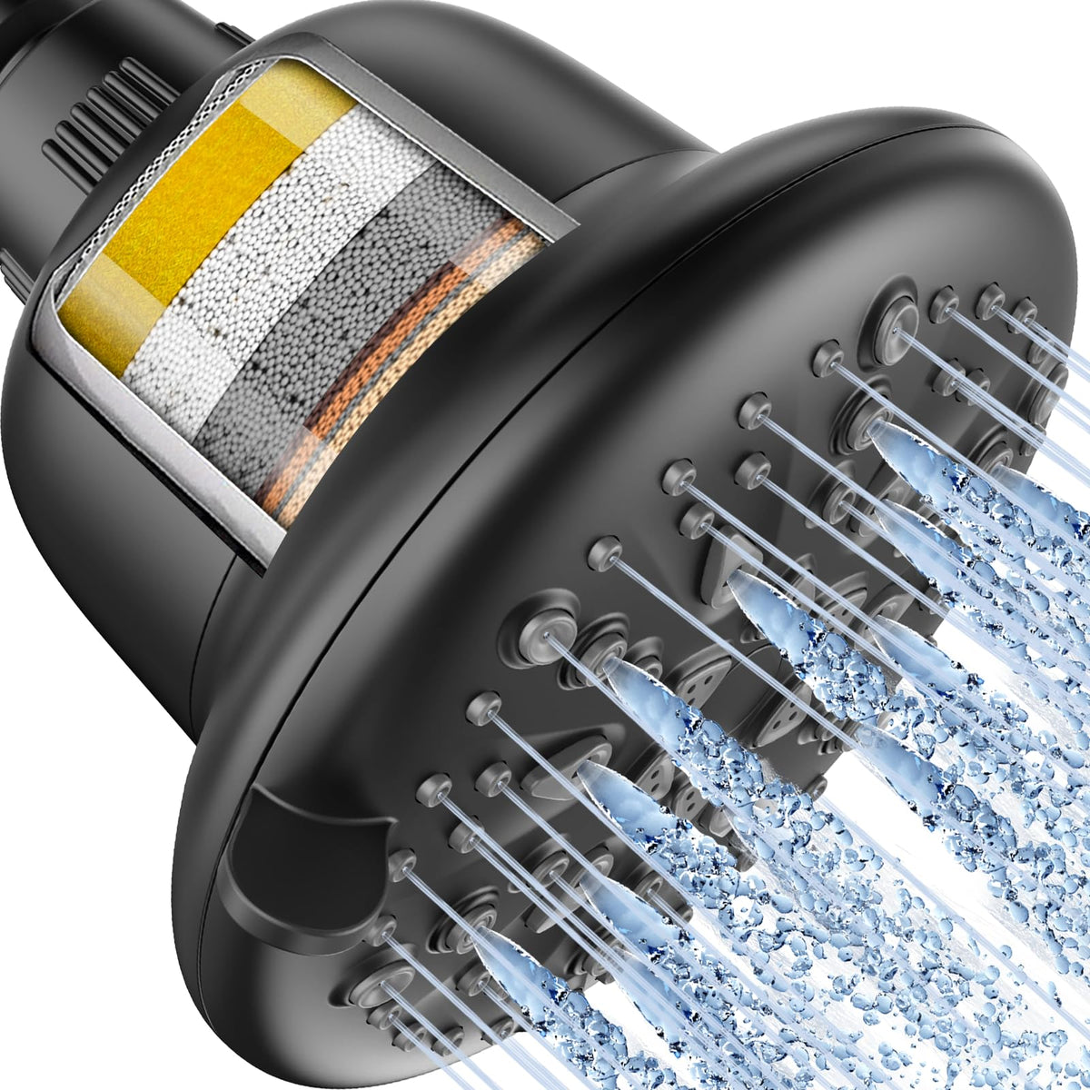 Cobbe Filtered Shower Head, 7 Modes High Pressure Shower Heads Chrome