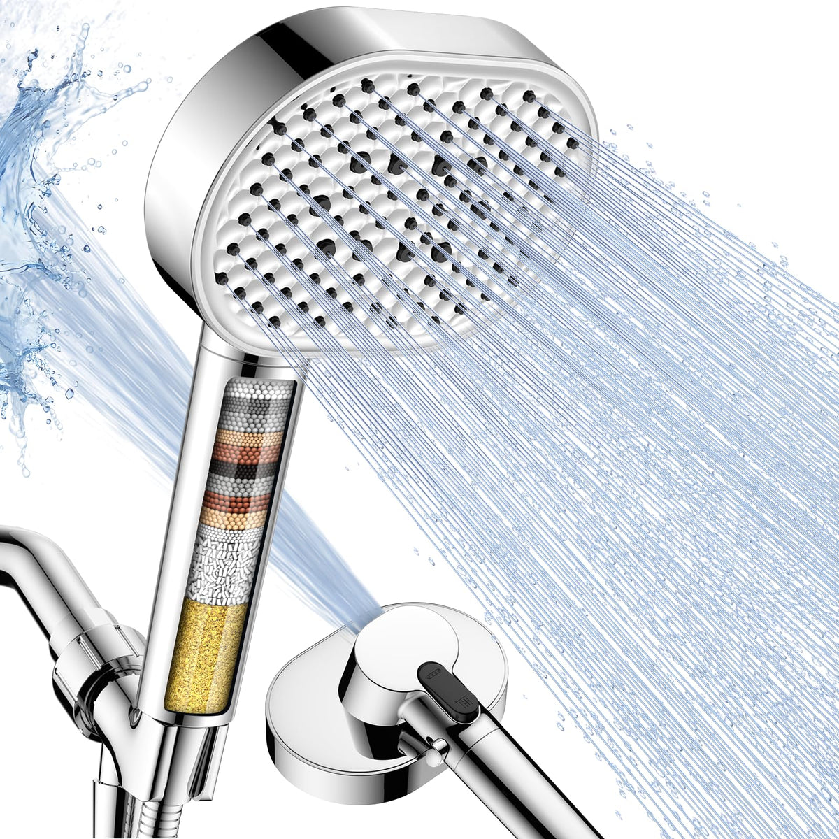 Filtered Shower Head with Handheld,High Pressure 4 Mode Shower with Filters