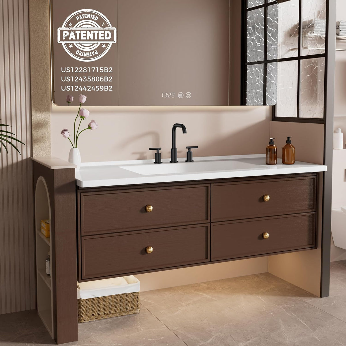 FORIOUS Bathroom Sink Faucet 3 Hole Widespread 8 Inch 2 Handle Matte Black