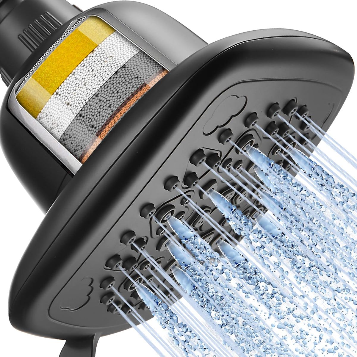 Cobbe Filtered Shower Head, 7 Modes High Pressure Shower Heads Chrome