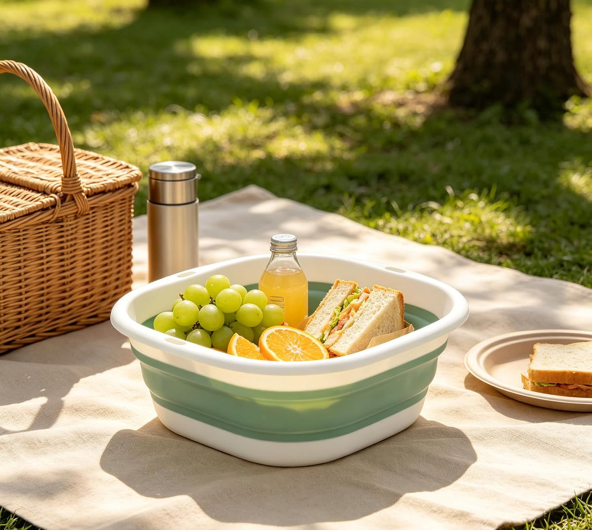 Collapsible Wash Basin, Foldable Sink Dish Tub (7.5L) with Hook