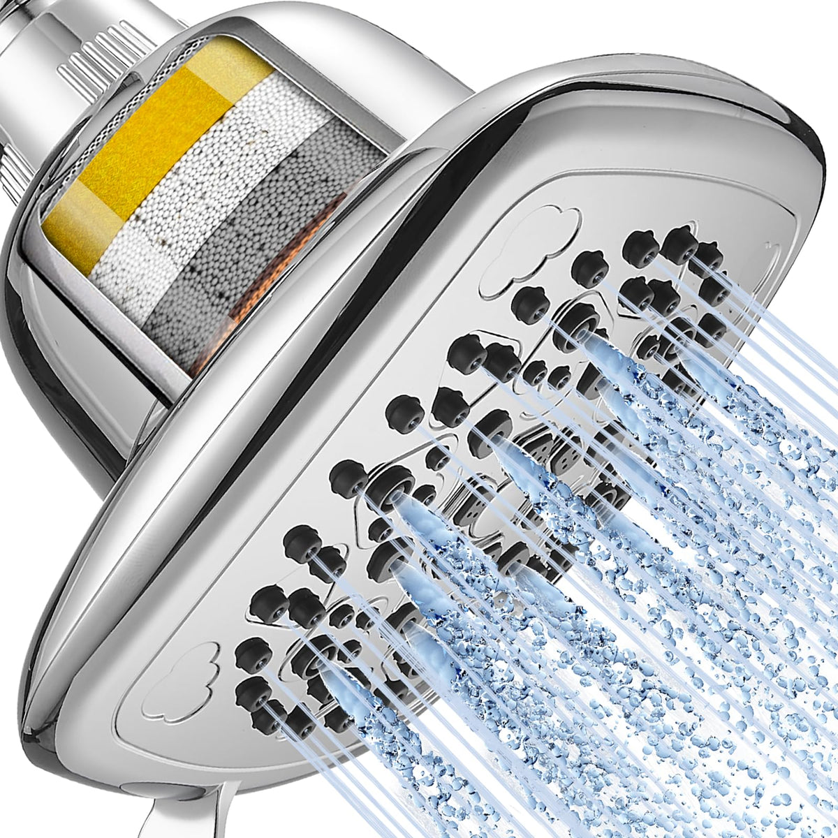 Cobbe Filtered Shower Head, 7 Modes High Pressure Shower Heads Chrome