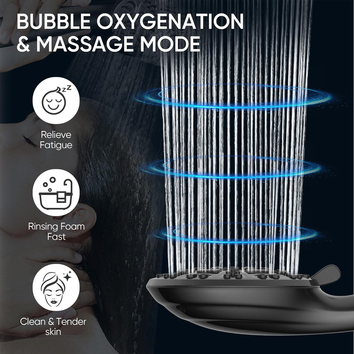 Cobbe 8-Setting Handheld Shower Head, Water-Saving Design, Matte Black