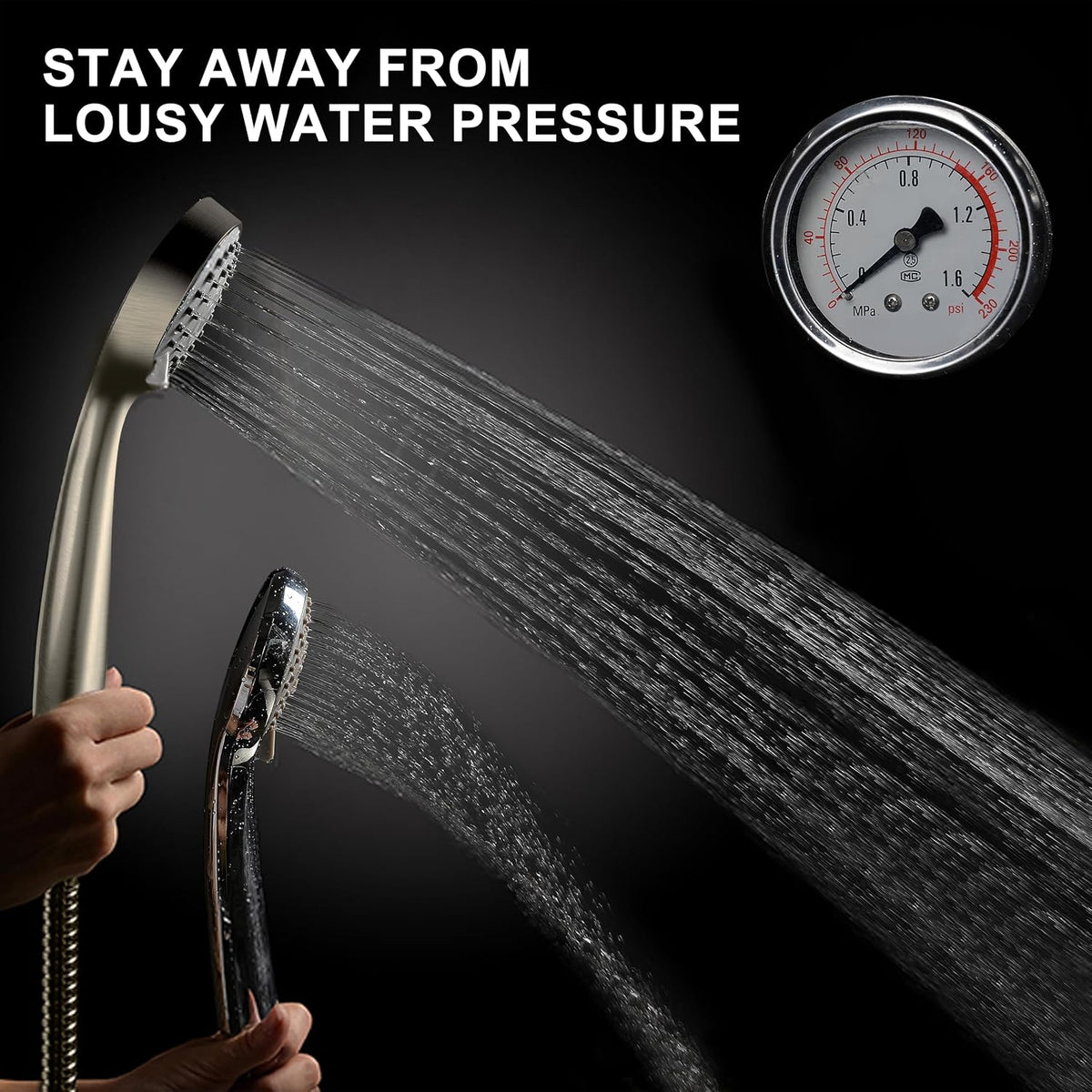 YOO.MEE High Pressure Handheld Shower Head, Power Boost Resists Low Flow
